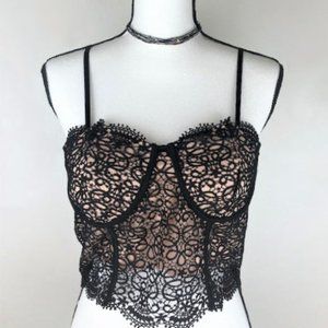 IRIS Crop Top Lace Black Nude